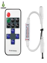 New LED Controller 11 keys 12V Mini Controller 8 Programme DC RF Wireless Remote Dimmer For 3528 5050 5630 Single Colour Strip Light1026307