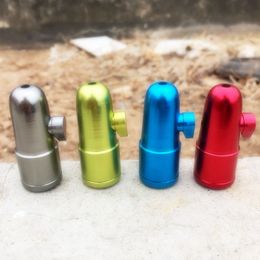 Mini Colourful Bullet Cartridge Style Aluminium Alloy Smoking Tobacco Spice Miller Storage Bottle Stash Seal Case Portable Snuff Snorter Sniffer Snuffer Holder