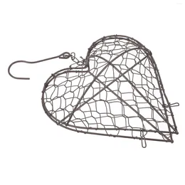 Decorative Flowers Flat Heart-Shaped Hanging Basket Iron Wire Wreath Wall Planter Succulent Ceramic Vase