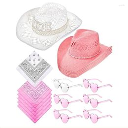 Berets Bachelorette Party Hat For Bridal Cowgirl Sunglasses Bandanas Set