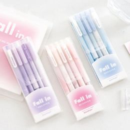 5pcs Retractable Gel Pens Set 0.38mm/0.5mm Black Ink For Writing Kawaii Stationery Ballpoint Pen