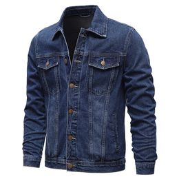 Men Denim Jackets Casual Solid Color Lapel Single Breasted Blue Jeans Jacket Men Spring Autumn Slim Fit Cotton Outwear Jackets 240222