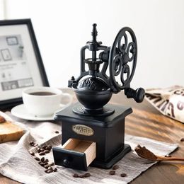 Retro Manual Coffee Grinder Portable Ferris Wheel Bean Professional Barista Handmade Accessories 240223