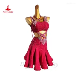 Stage Wear Children's Latin Dance Performance Costume Customsized Adult Rumba Chacha Tango Competiton Professional Clothing Skirts