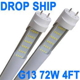 G13 Led Bulbs, 72W NO-RF RM Driver 7500lm 6500K 4 Foot Led Bulbs, T8 T12 Led Replacement Lights, G13 Single Pin Milky Cover, Replace Cabinet Fluorescent Lights crestech