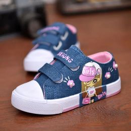 Outdoor Fashion Baby Girl Shoes Flats Kids Cartoon Canvas Shoes Beading Denim Breathable Girls Sneakers Casual Sports Shoes for Children