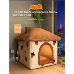 Mats Winter Warm Cat Nest Heating Electric Blanket Closed Dog Nest Removable and Washable Cat Room Cat Safety Pet Nest