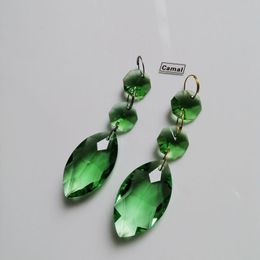 Chandelier Crystal Camal 2Pcs 38mm Apple Green Horse-eye Shaped Drop Pendant Octagon Beads SunCatcher Garland Lighting Hanging