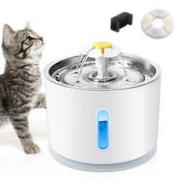 Supplies Automatic Pet Cat Water Fountain with LED Lighting 5 Pack Philtres 2.4L USB Dogs Cats Mute Drinker Feeder Bowl Drinking Dispenser