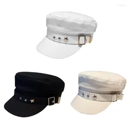 Berets N58F Solid Color Cotton Handsome Painter Hat Cabbie For Spring Summer Leisure Cap Peaked Women Men
