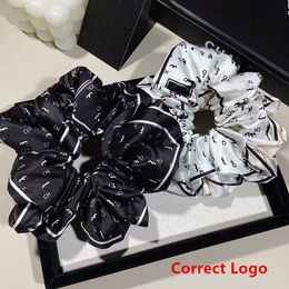 Women Brand Designer CH-Letter Printing Hair Rubber Band Elastic HairRope Ponytail Holder Luxury Black White Large Intestine Hair Accessories