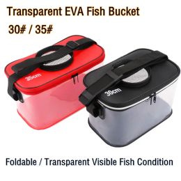 Bags 30cm/35cm Portable Transparent Fish Bucket Outdoor Folding EVA Small Fish Bucket Water Storage Fishing Tackle