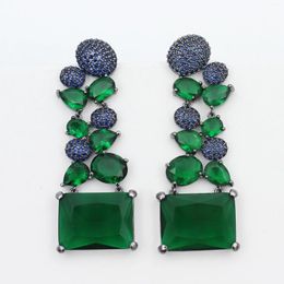 Dangle Earrings For Women Luxury Jewellery 2024 Trendy Green Orange Transparent Block Drop Evening Party Gift