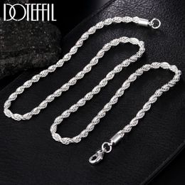 925 Sterling Silver ed Rope Chain Necklace 16 18 20 22 24 Inch 4mm For Women Man Fashion Wedding Charm Jewelry266w