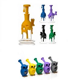 2 Style Cute Animal silicone Hookah Smoking Pipe Tobacco Glass Pipe Bubbler Bongs Dab Rig Dry Herb Smoking Accessories