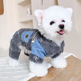 Rompers Winter Dog Clothes Denim Jeans Jumpsuit Pants Chihuahua Yorkie Clothes Puppy Clothing Poodle Pomeranian Pet Dog Outfit Coat