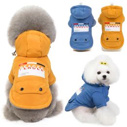 Jaquetas de inverno engrossar jaqueta de cachorro quente animais de estimação roupas de algodão com bolsos casacos de cachorro para cães pequenos com capuz chihuahua moletom pulôver