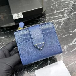 Designer Wallet Coin Purses Cards Holder 2024 New Purse Key Pouch Women Men Box Triangle Leather Zipper Lady Saffiano Business Card Wallets 24222