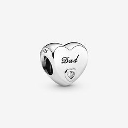 New Arrival Charms 100% 925 Sterling Silver Dad Heart Charm Fit Original European Charm Bracelet Fashion Jewellery Accessories 235F