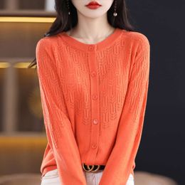 2024 neue Frühjahr frauen Kaschmir Stricken Pullover Einreiher Rundhals Einfarbig Langarm Bluse Top Y2k Koreanische Kleidung