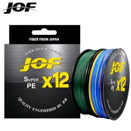 Lines JOF X9/X12 500M 300M Braided Fishing Line 9/12 Strands MultiColor Multifilament Saltwater PE Line 20 24 35 40 50 65 80LB