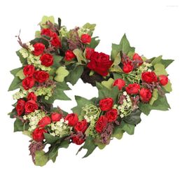 Decorative Flowers Wedding Valentines Wreath Heart-Shaped Flower Artificial Rose Garland
