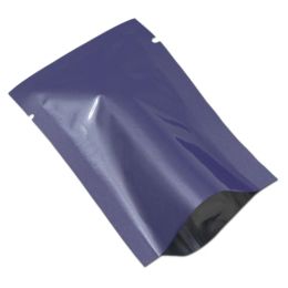 wholesale Glossy Purple 100 PCS Open Top Mylar Food Grade Packaging Pouch Aluminium Foil Vacuum Heat Sealing Sample Food Wrapping Packing ZZ