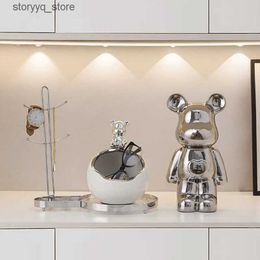 Other Home Decor Creative Modern Violet Bear Decoration Home Living Room Entrance Key Storage Home Decoration Shoe Cabinet Ceramic Decoration Q240229