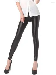 Women's Leggings PU Leather Sexy High Waist Pants Fashion Ankle-Length Elastic Slim Push Up Leggins Stretch Tight