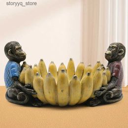 Other Home Decor Banana Tray Artificial Animal Sculpture Desktop Storage Tray Fruit Dish Jewellery Plate Resin Handicraft Home Decoration Q240229
