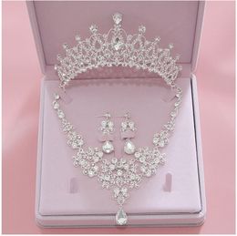 Jewelry 3PCS Rhinestone Crystal Bridal Jewelry Sets Necklaces Earrings Sets Wedding Engagement Jewelry