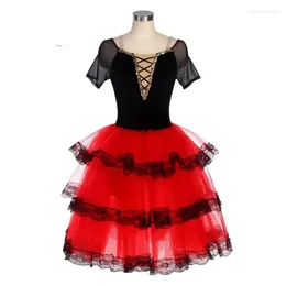 Stage Wear Ballet Dress Long Professional Tutu For Girls Children Red Giselle Ballerina Costumes Adult Women Spanish Dance