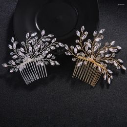 Hair Clips Charm Comb With Rhinestone Bride Marrige Jewelry Silver/gold Color Alooy Hairpin Lady Prom Tiaras Wedding Headpiece