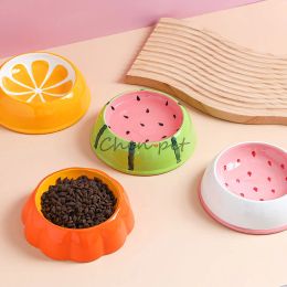 Supplies 4 cute designs pet ceramics bowl watermelon strawberry shape cat food bowl small dog colorful water suppliers