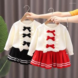 Down Coat Girl's Sweater Suits 2024 Winter Knit Two-piece Women Baby Han Fan Bust Skirt Suit