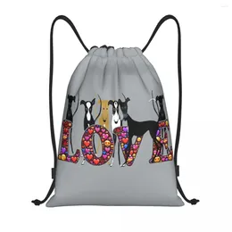 Shopping Bags Custom Love Hounds Drawstring Backpack Lightweight Greyhound Whippet Sighthound Dog Gym Sports Sackpack Sacks For Travelling
