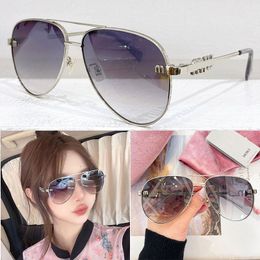 2024 Summer Outdoor MIU Logo Sunglasses Pilot Men Women Designer Metal Frame Outdoor Leisure Travel Sunglasses SMU383