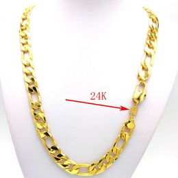 NEW NECKLACE MEN CHAIN HEAVY 12mm Stamper 24K GOLD AUTHENTIC FINISH MIAMI CUBAN LINK Unconditional Lifetime Replacement294T