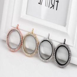 Whole 10PCS lot 30MM 4Colors Crystal Round Magnetic Glass Floating Locket Pendant For Chain Necklace2916