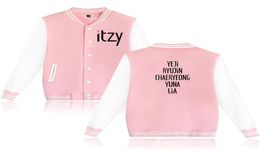 Korean Kpop ITZY Album Baseball Uniform Jacket Coat Women Harajuku Sweatshirts Winter Fashion Hip Hop Pink Hoodie Outwear5086045