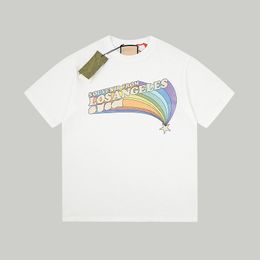 Italy Style Rainbow Letters Print Tee Designer T shirt Spring Summer Casual Fashion Skateboard Men Women Tshirt 24ss 0229