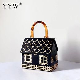 Luxury Acrylic Box Women Handbag House Shaped Purses And Handbags Wedding Party Purse Fashion Female Day Clutch Evening Wallet 240223