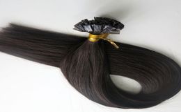 200g 1Set200Strands Flat tip hair pre bonded keratin hair extensions 18 20 22 24inch 1BOff Black Brazilian Indian Remy Human Ha8030616