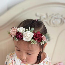 Hair Accessories Baby Girl Ivory Burgundy Blush Pink Flower Crown Wreath