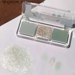 Eye Shadow 3-color mini eye shadow palette light green smoke pink matte flash Colour cyan pigment makeup cosmeticsQ240229