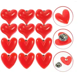 Brooches 12 Pcs Red Heart Brooch Womens Gifts For Birthday Lapel Pin Heart-shaped Wedding Favors Resin Scarf Pins