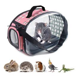 Cages Small Pet Carrier Bag Transparent Guinea Pig Outdoor Shoulder Bag Mesh Breathable Chinchilla Bird Hedgehog Pet Cage Rat Hamster