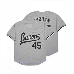 BG Baseball Jersey BIRMINGHAM BARONS 45 Jerseys Sewing Embroidery Sports Outdoor Hip Hop Black White Grey HighQuality 240228