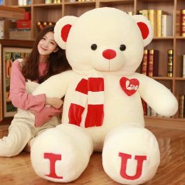 Cushions 1PC 80cm/100cm Large Size Teddy Bear Plush Toy Lovely Giant Bear Huge Stuffed Soft Dolls Kids Toy Birthday Gift For Girlfriend