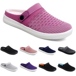 Slippers Solid color hots taupe white black grey blue green purple walking low soft leather mens womens breathable shoes indoor trainer GAI